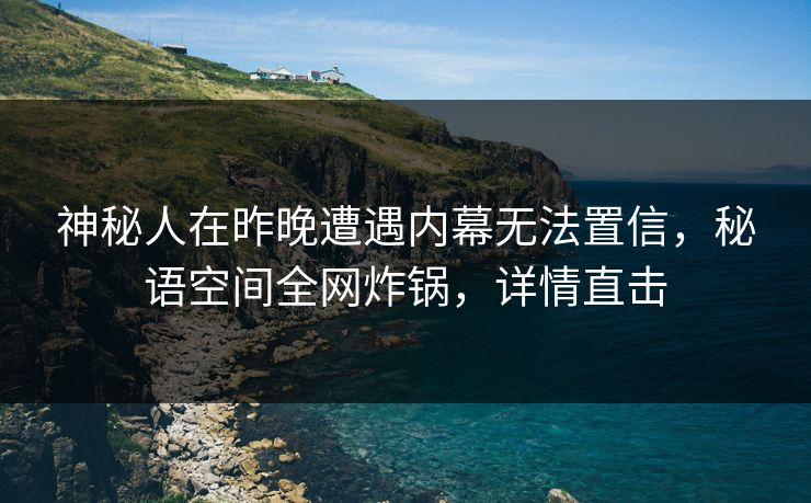 神秘人在昨晚遭遇内幕无法置信，秘语空间全网炸锅，详情直击