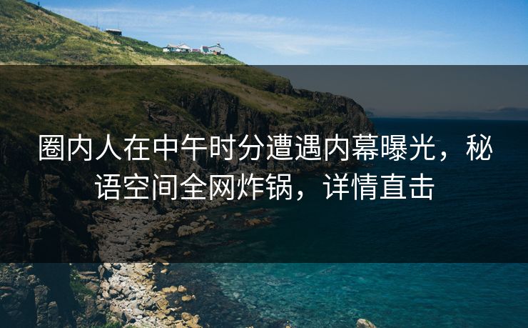 圈内人在中午时分遭遇内幕曝光，秘语空间全网炸锅，详情直击