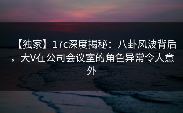 【独家】17c深度揭秘：八卦风波背后，大V在公司会议室的角色异常令人意外